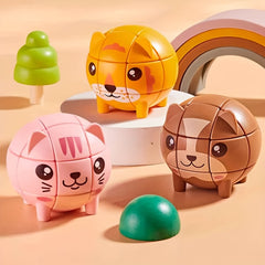 3 Layer Cartoon Animal Rotating Puzzle Toy 3x3 Cube Brain Teaser