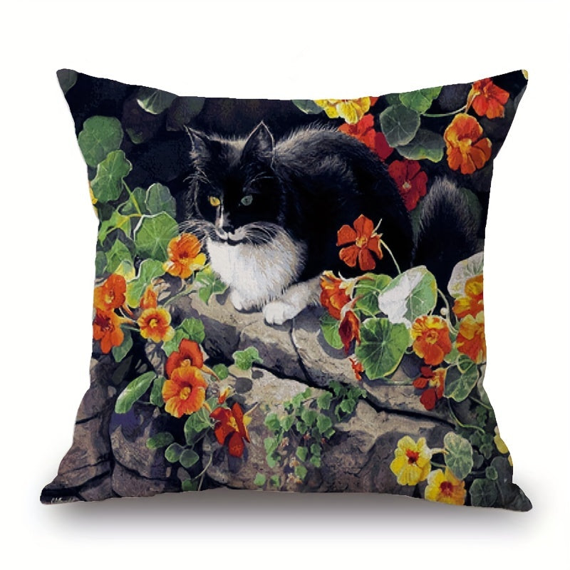 Christmas Halloween Cat Flower Pillowcase Sofa Cushion Home Decor