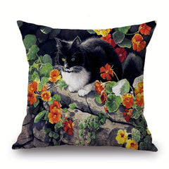 Christmas Halloween Cat Flower Pillowcase Sofa Cushion Home Decor