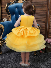 Girls Princess Wedding Dress Puffy Mesh Performance Skirt