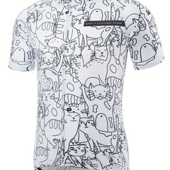Men's Cat Cycling Jersey Short Sleeve Quick Drying Zip Up Shirt