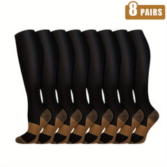 8pairs Compression Sock For Men Women 15-20mmhg Knee High Stocking