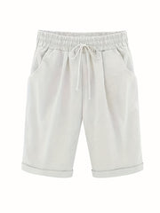 High Rise Drawstring Shorts Women's Plus Solid Casual S