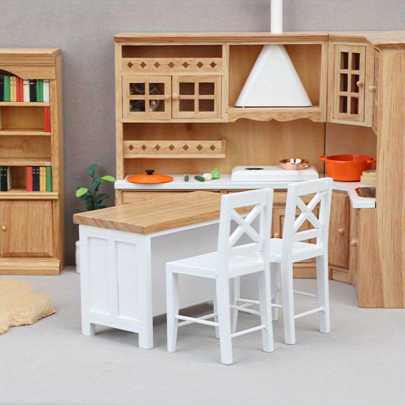 12-Piece Dollhouse Kitchen and Dining Set with Apricot Toy Furniture