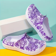 Women's Floral Pattern Breathable Hole Shoes Lightweight