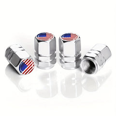 American Flag Valve Cap Dust Cap Aluminum Alloy Hexagonal Tire Valve Cap