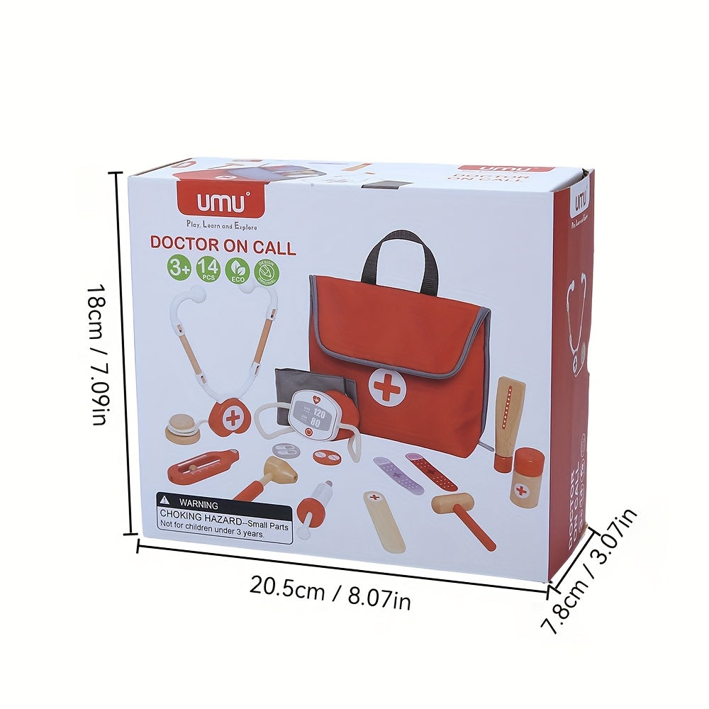 Wooden Simulation Teeth Doctor Toy Set w/ Stethoscope Injection