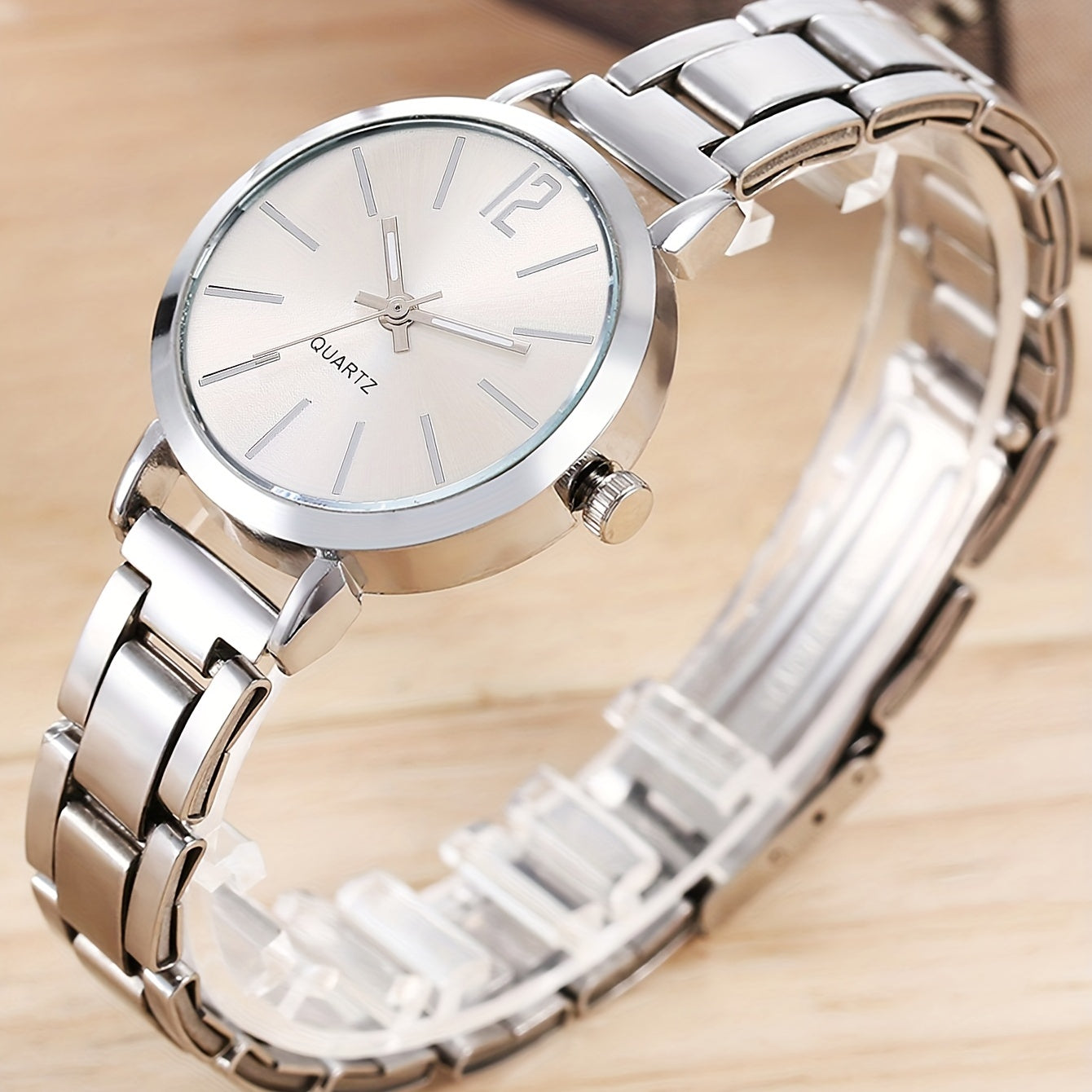 2pcs Children's Quartz Wristwatch & Bracelet Set, Pearl Butterfly Jewelry