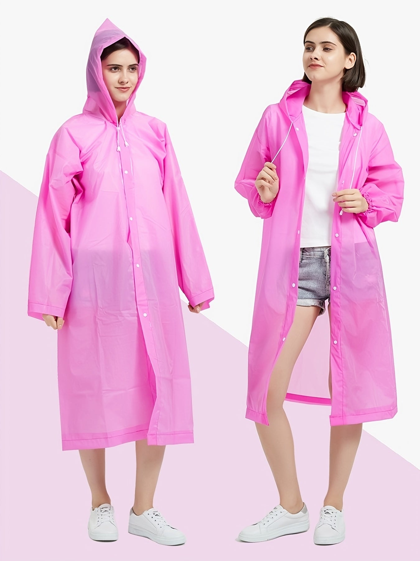 Retro Reusable Cycling Rain Poncho Hooded Jacket