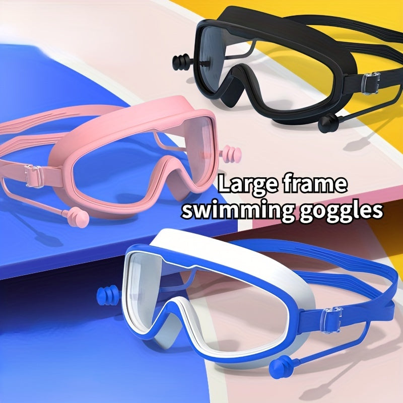 Adults Large Frame Swimming Goggles Waterproof Anti-fog HD Glasses