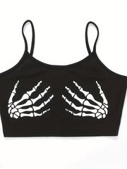 Gothic Skull Print Cami Top & Shorts Set