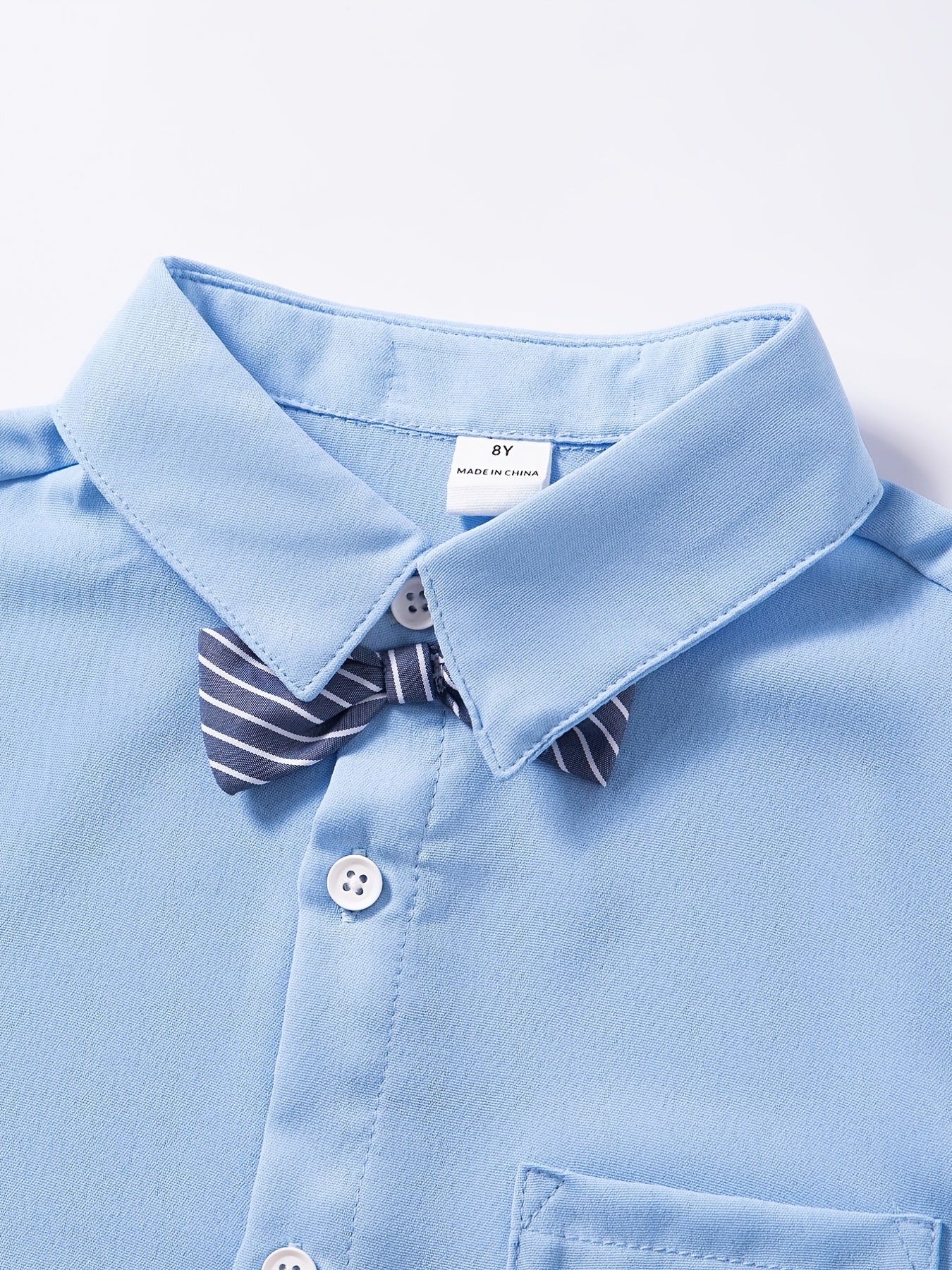 Boys Preppy Style Outfit Long Pants & Shirt Set with Bow Tie
