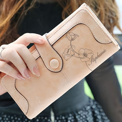 Personalized Name Wallet for Women Vintage Style with Zipper and Buckle Closure