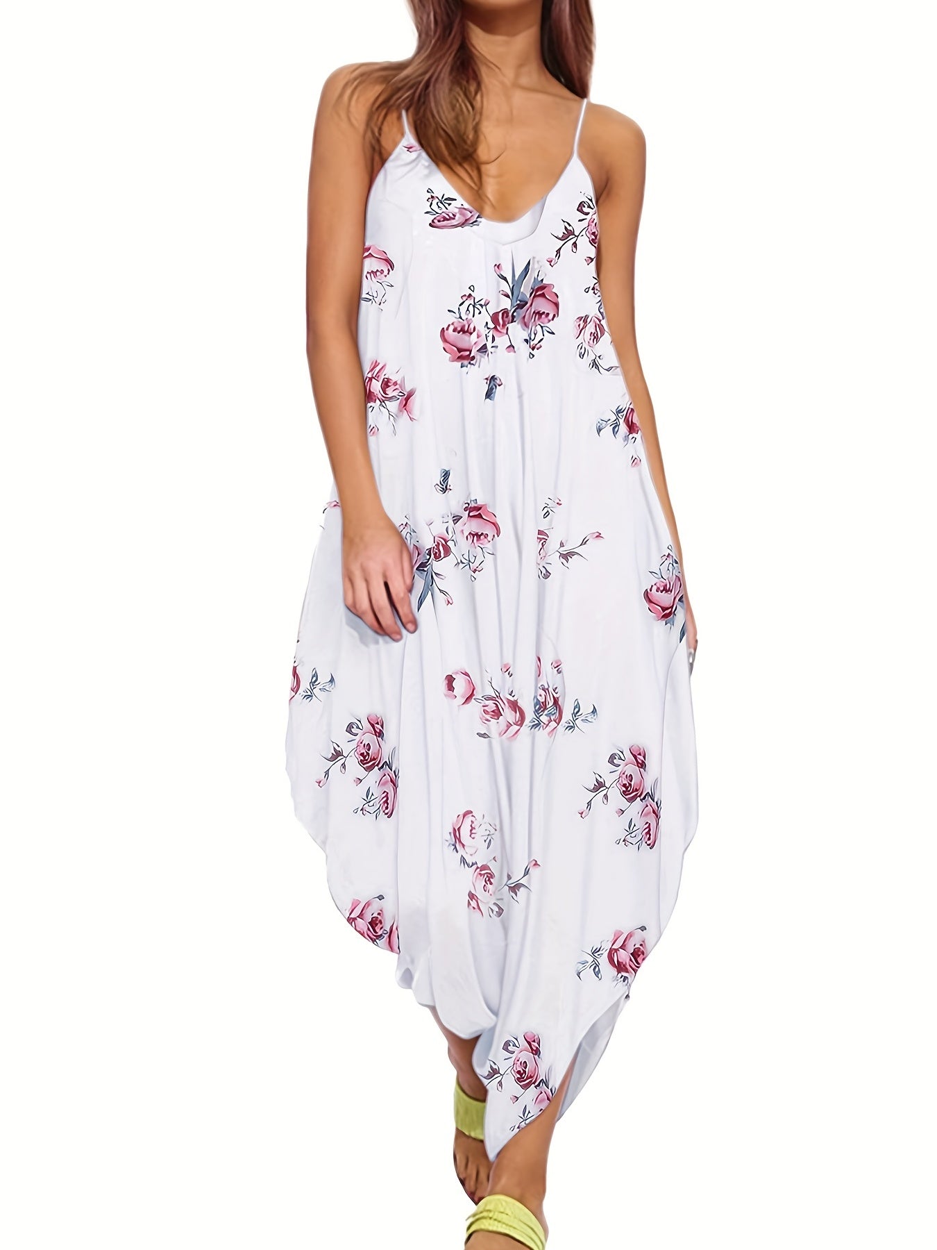 Floral Print Cami Harem Pants Jumpsuit