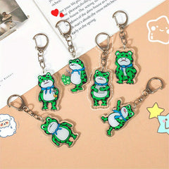 6pcs Big Eye Frog Keychain Bag Accessories Gift For Boys And Girls