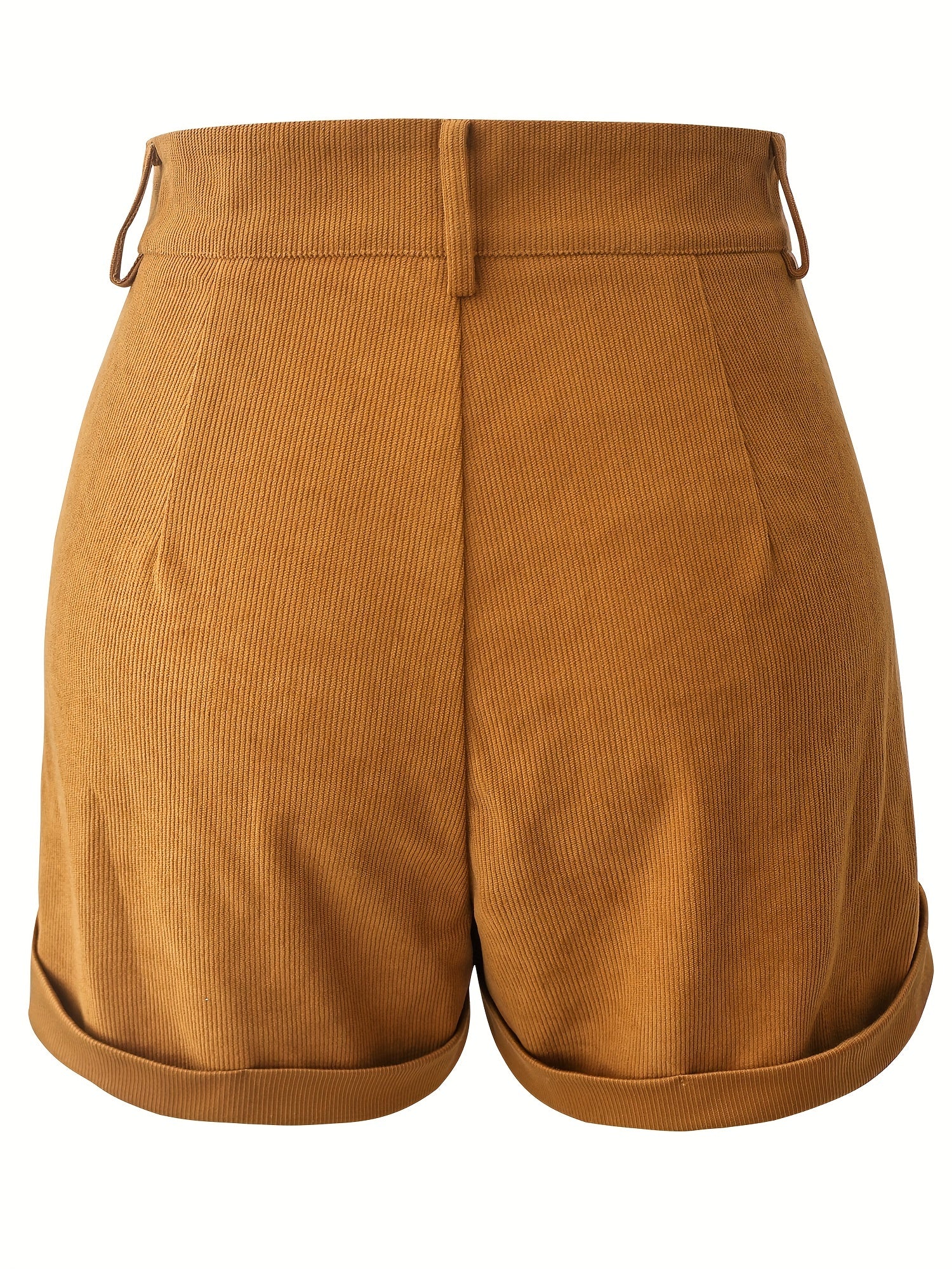 Solid Button Front Slim Shorts for Women