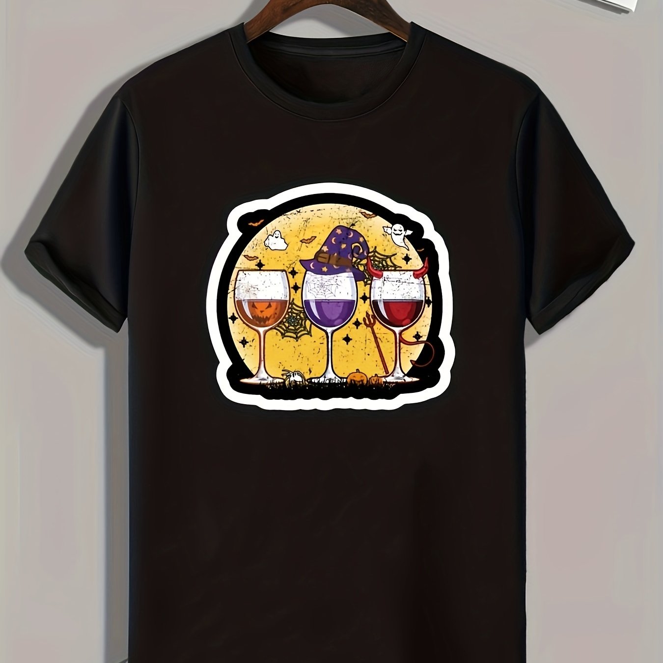 Halloween Wine Print Men's Graphic T-shirt