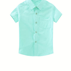 Kids Uniform Shirt Button Short Sleeve Pure Cotton Shirt Boys Girls School Unifo