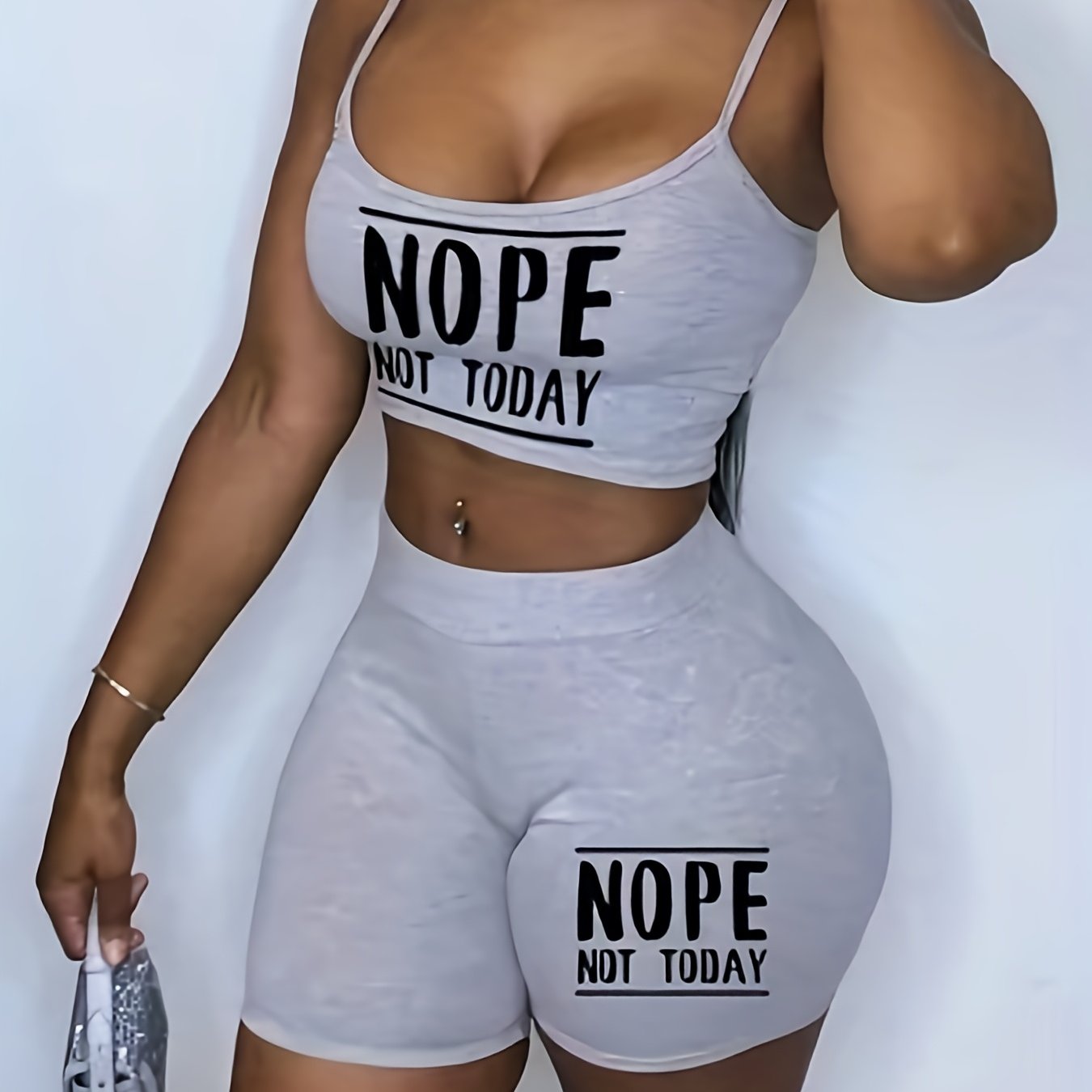 Sexy Sleeveless Cami Crop Top & Biker Shorts 2 Piece Outfits