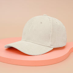 Corduroy Strapback Cap Solid Colour Summer Beach Hats