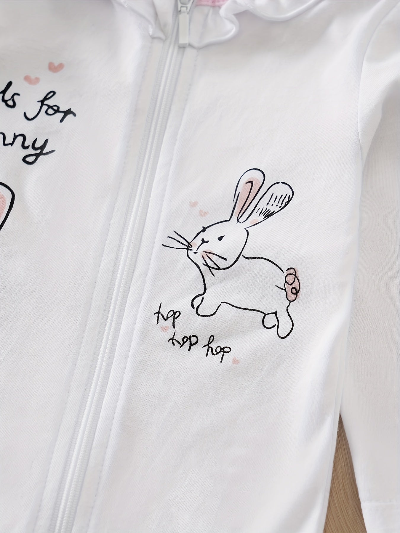 Baby Girls Bunny Zipper Cotton Long Sleeve Romper Jumpsuit