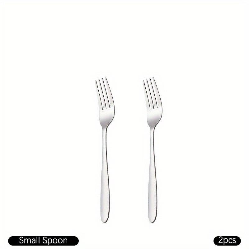 8pcs Dinner Forks Set Stainless Steel Mirror Polished Fruit Picks Steak Fork
