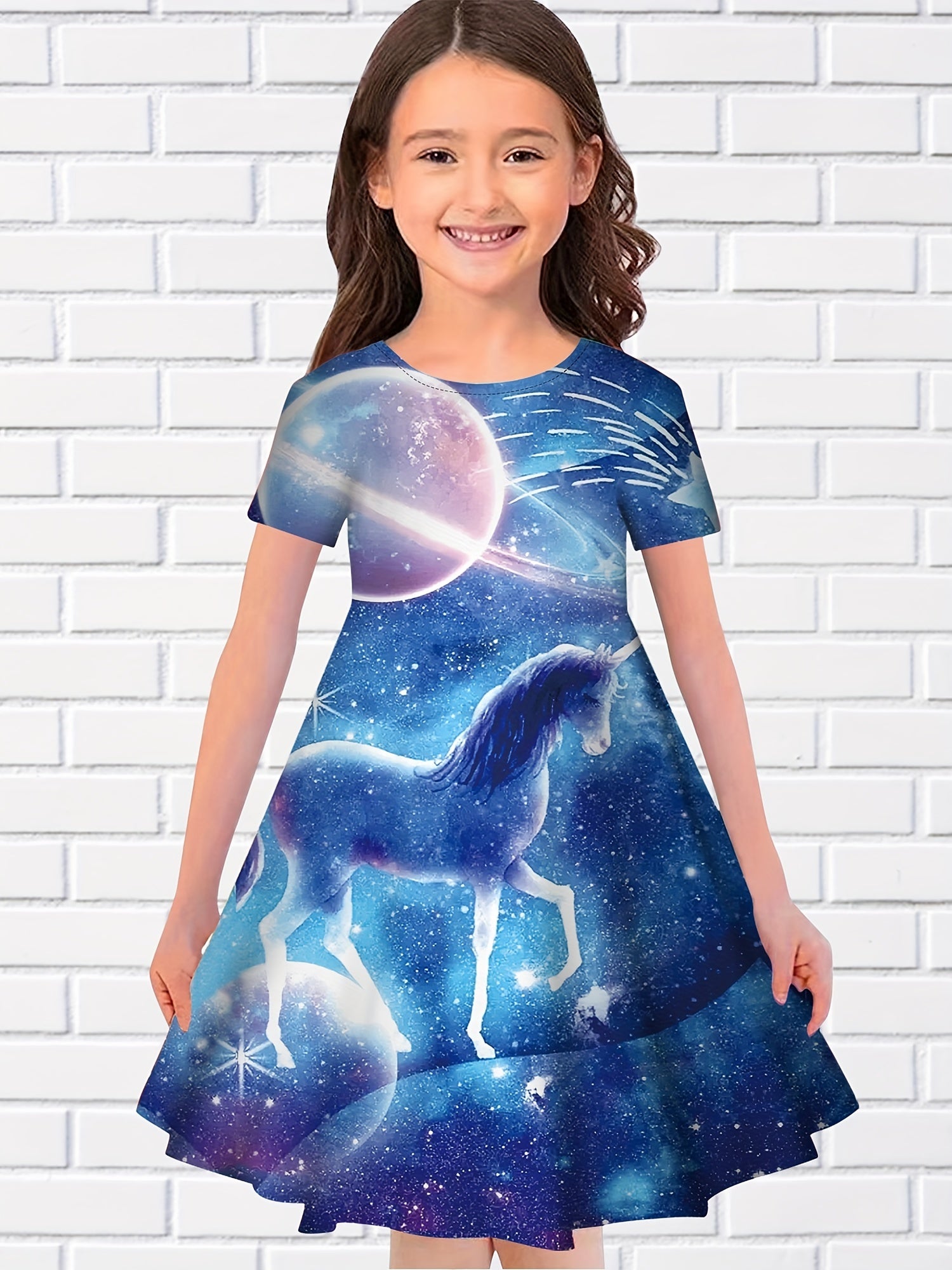 Girls Summer 3D Animal Print Princess Dress