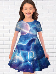 Girls Summer 3D Animal Print Princess Dress