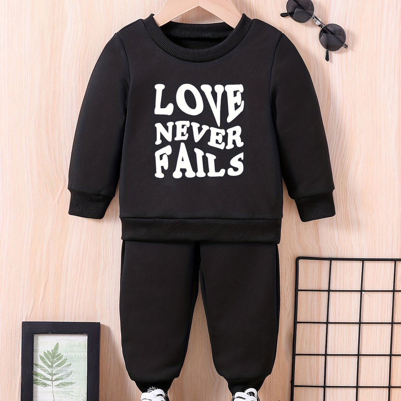 Baby Love Print Outfit Long Sleeve Sweatshirt Trousers Set