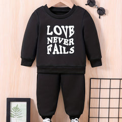 Baby Love Print Outfit Long Sleeve Sweatshirt Trousers Set