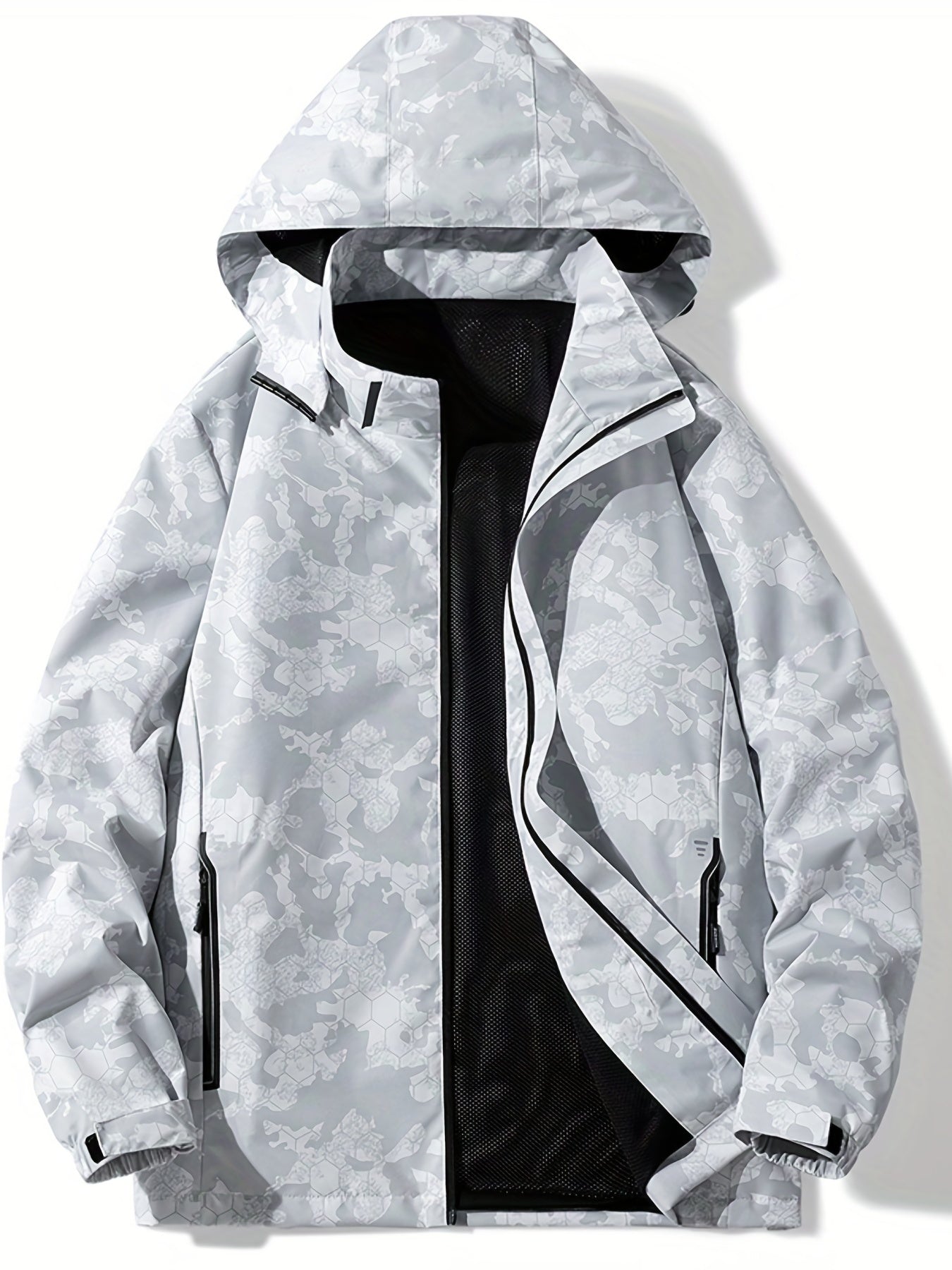 Detachable Hood Waterproof Camo Pattern Men's Jacket