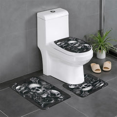 Skull Of The Dead Gothic Pattern Shower Curtain Toilet Seat Bathroom Mat Set