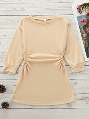 Girls Casual Cutout Waist Dress for Autumn and Spring