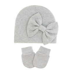 3 Sets Baby Bow Cap & Mittens Gloves Set Autumn Spring