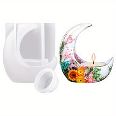 Moon Shape Candle Holder Resin Molds for DIY Candle Ornament Making