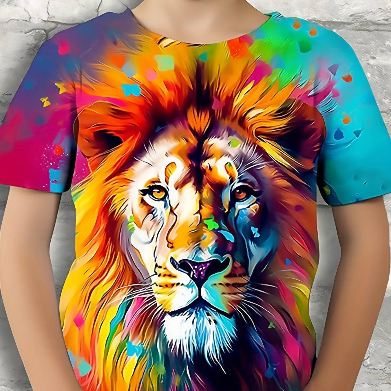 Colorful Lion Graphic T-shirt for Boys