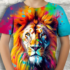 Colorful Lion Graphic T-shirt for Boys