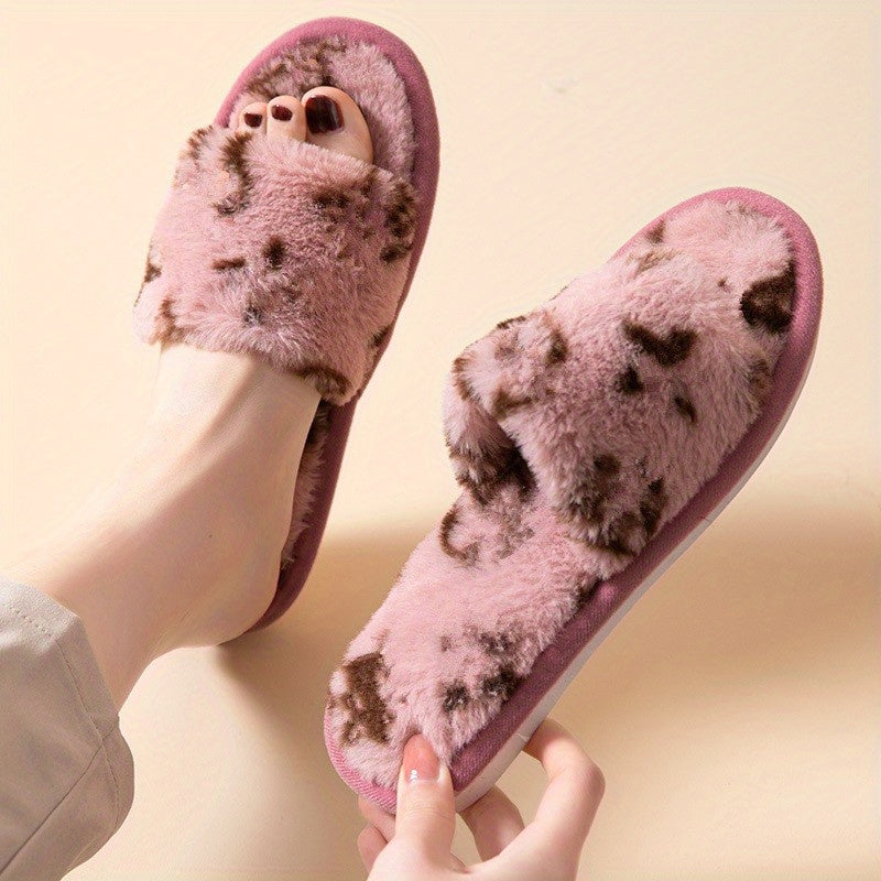 Women's Plush Round Toe Slip On Slippers