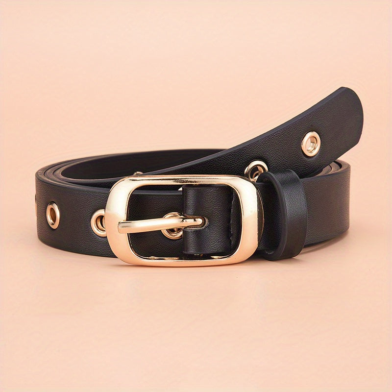 Punk PU Leather Rivet Belt Metal Oval Buckle Waist Belts