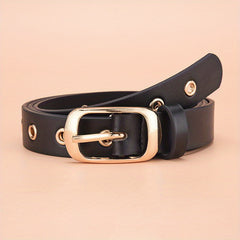 Punk PU Leather Rivet Belt Metal Oval Buckle Waist Belts
