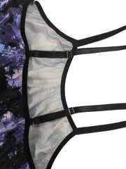Floral Print Pajama Set Crew Neck Top & Shorts Women's Sleepwear
