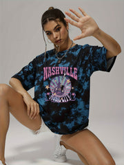 Tie Dye Rock Music Tee Round Neck Summer T-shirt Women's Clothing