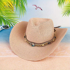 Colorful Gem Sunshade Straw Hat for Travel Beach Unisex