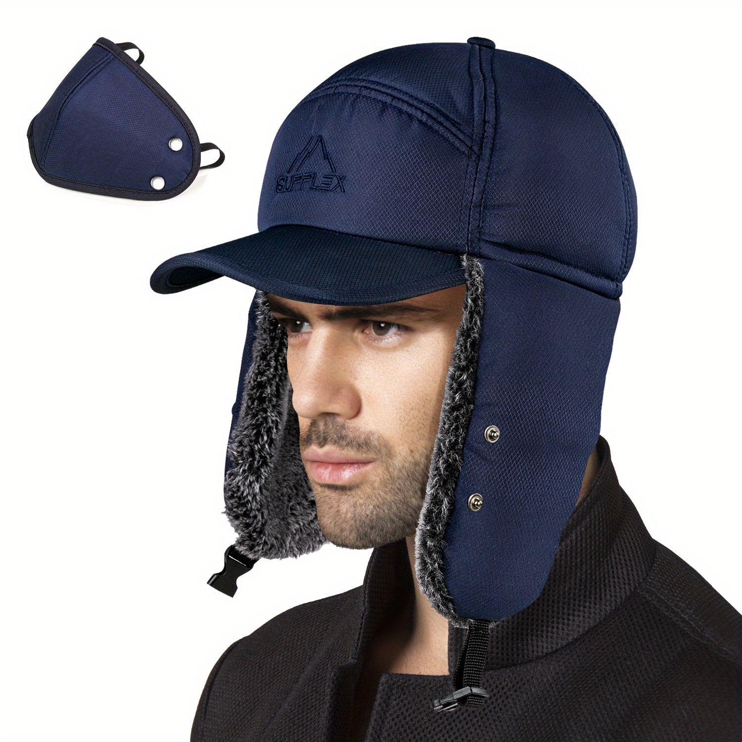 Men's Thermal Trapper Hat Fur Lined Windproof Cap