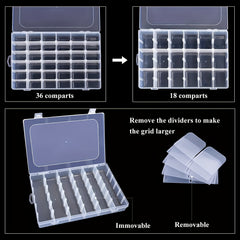 24-36 Grid Plastic Storage Box Jewelry Bead Organizer