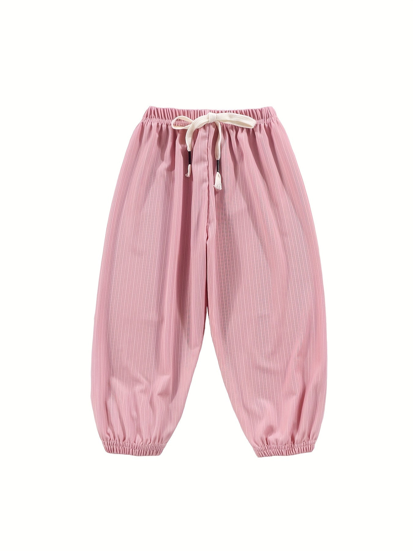 Kid's Solid Textured Sweatpants Elastic Waist Summer Sports Clothes