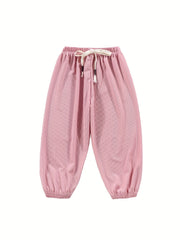 Kid's Solid Textured Sweatpants Elastic Waist Summer Sports Clothes