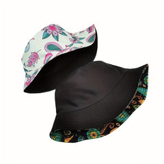 Boho Paisley Print Bucket Hat Reversible Lightweight Basin Hat