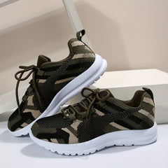 Camouflage Mesh Breathable Lace up Running Shoes For Women