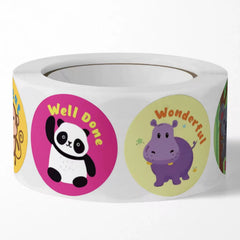 500pcs Roll Self-Adhesive Animal Reward Stickers for Classrooms